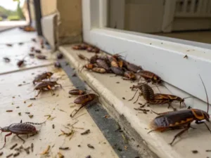Cockroaches swarming a Florida residents backyard patio.